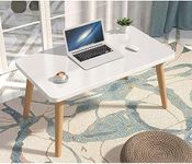 Total Crafts Wooden Fold-Able Coffee Table Cafe Center Table End Table Side Table, Modern Home Decor Nesting Tea Table for Living Room, Bedroom, Balcony and Office (White1)