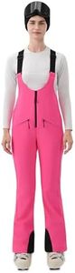 HIGH EXPERIENCE Womens Ski Bib Pants Skinny Soft Shell Snow Overalls Slim Fit Fitted Snowboard Insulated Waterproof Windproof (Hot Pink, X-Large)