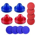 SereneLife Air Hockey Table Accessories Set, Includes 8 Pucks and 4 Pushers, Smooth Glide with Comfortable Grip