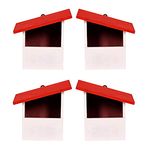 Cket Bird House for Sparrow, Hummingbird, Kingfisher Bird Nest for Balcony Made with Water Resistant Wooden with Hanging and Wall Patch (Wooden-Red) (Pack of 4)