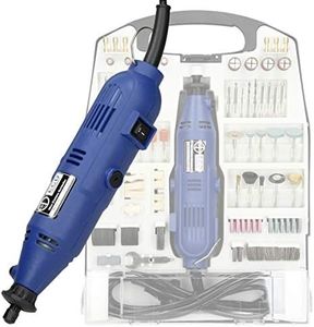 ECD Germany Outil Rotatif Electrique Multifonction, Mini Meuleuse 234 Pièces, Broyeur-Perceuse, Plastique Bleu,130W, Longueur de Câble 200 cm, Coffret Compris, Idéal pour Bricolage et Modélisme