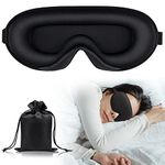 Blackout Sleep Eye Mask for Women Men, Night Eye Masks for Sleeping 3d Mask, Eye Covers Eye Shade for Sleeping,Travel, Includes Pouch, Black