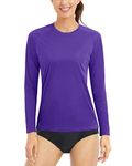 Boladeci UV Protection Clothing Women UPF 50+ Long Sleeve Quick Dry Crewneck Sun Swim Shirts Summer Workout Tops T-Shirts Rash Guard Swimwear Purple L