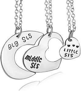 Collier D'amitié pour 3, Collier Meilleure Amie Collier Bff Paire de Pendentifs en Forme de Coeur Collier Soeur Cadeau de Noël Pour L'Anniversaire de La Remise Des DiplôMes Des Filles (3pcs)