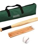 Jaques of London Rounders Bat and Ball Garden Games | Complete Rounders Set Adults and Kids | Baseball Bat and Ball Games with Safe-Play Rounders Ball | Softball Set