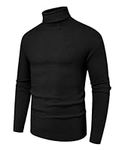 Hisir Men's Jumper Turtle Neck Tops Winter Warm Wool Knitted Pullover Long Sleeve Sweater Solid Colour Basic Turtleneck Soft Jumpers (Black, L)