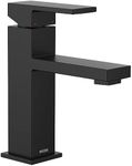 Moen Revyl Matte Black One-Handle Single Hole Modern Bathroom Sink Faucet with Optional Deckplate and Spring Loaded Drain Assembly, 84771BL