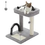 PETEPELA Cat Scratching Post Modern Cat Scratcher with Self Groomer, Scratching Board for Small Medium Size Cats Cat Tree with Plush Perch