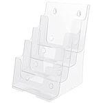 Kurtzy Clear A4 Plastic Brochure Holder - 4-Tier Counter/Desktop & Wall Mounted Portrait Display Stand - Literature, Booklet, Leaflet, Menu, Flyer, Magazine & Pamphlet