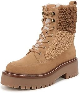 Sam Edelman Women's Elliot Combat Boot, Golden Caramel Multi Shearling, 9.5