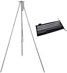 Boundless Voyage Titanium Campfire Tripod with Hanging Chain & Hook, Outdoor Camping Picnic Cooking Adjustable Tripod for Hanging Pot Kettle Grill Holder Ti9013O