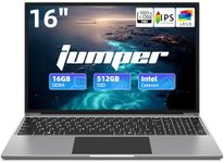 jumper 16 Inch Laptop, 16GB RAM 512GB SSD, 11th Gen Intel Celeron N5095, FHD IPS Screen(1920 * 1200), Windows 11 Laptops Computer with 2.4G/5G WiFi, Four Stereo Speakers, Cooling System.