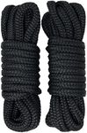 Rainier Supply Co Dock Lines - 2 Pack 7.6m (25') Premium Double Braided Nylon Dock Line/Mooring Lines with 30cm (12 inch) Eyelet - Boat Accessories - Black