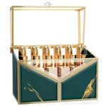 Coralhouse lipstick case,lipstick organizer, lipstick holders and organizers,Luxury Vintage GreenTempered glass dresser organizer,With removable dividers,18 slots