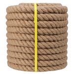 Twisted Manila Rope (1.5 Inch x 50 Feet) Hemp Rope Jute Rope Natural Thick Rope for Docks, Nautical, Railings, Swing, Decorating