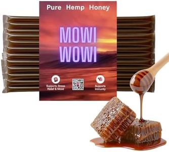 Mowi Wowi Hemp Honey Straws - Stress Relief, Better Sleep, Improved Mood - 100% USA-Sourced, Raw, Unfiltered Honey, Nature’s Superfood- Infused with Hemp Oil, Vegan, Non-GMO, Pack of 10
