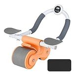 Elbow support rebound abdominal wheel, Ab Workout Equipment with Timer & Knee Pad, Automatic Rebound Abdominal Wheel for Abdominal & Core Strength Training, Elbow Support Rebound Abdominal Wheel for Home & Gym Workout (Orange)