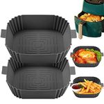 Air Fryer Liners-Square Silicone Air Fryer Liner Reusable,2pcs Air Fryer Silicone Liners Accessories Reusable Airfryer Liner Non-Stick Baking Paper Pot Air Fryers Basket Tray Baking Pan Replacement