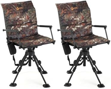 ARROWHEAD OUTDOOR 2-Pack Folding 360° Hunting Swivel Blind Chair with Removable Camouflage Seat Pad, Armrest, No-Sink Feet, Shoulder Strap, Mesh Chair, Adjustable Height