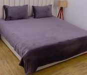 PRINDA Flannel Warm/Winter Super Soft Solid King Size Flat Double Bedsheet(90 X 100 Inch) With 2 Pillow Cover (18 X 28 Inch) Colour Dark Grey