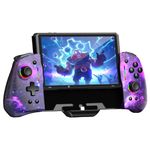 NexiGo Hall Effect Gripcon (No Drift, No Deadzone) with Hall Sensing Joystick for Switch/Switch OLED, Adjustable RGB Light, 6-Axis Gyro, Turbo, Mapping (Cosmic Nebula)