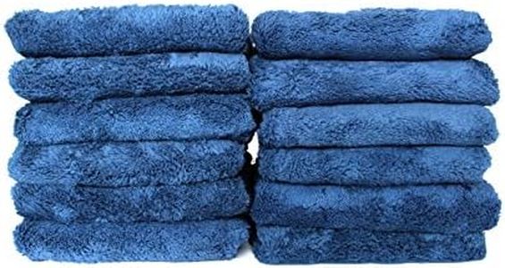 Maxshine 12 Pack Microfiber Towel - 500GSM Ultimate Zero Crazy Edgeless, Dark Blue, 16”x24” (40x60cm) - Rinse-Free, Scratch-Free Professional Drying Towels for Cars - Perfect for Car Detailing