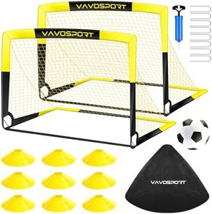 Kids Soccer Goal Set, 2 of 4x3 ft Soccer Goals for Backyard, Portable Pop Up Soccer Nets Training Equipment with Soccer Ball, Ladder and Cones, Soccer Net for Family Kids Youth Outdoor Sports Games