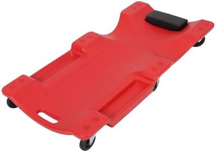 Garvee 40" Plastic Rolling Automotive Garage/Shop Creeper,350 Lbs Blow Molded Ergonomic HDPE Body Low Profile Mechanic Creeper with Padded Headrest, Dual Tool Trays and 6 Casters