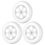 AIGUOZER 3 Pack LED Motion Sensor Night Light, PIR Motion Sensor LED Cabinet Lights Battery Powered Wireless Lighting Night Light Stick with FREE 3M Adhesive Pads & Magnetic for Stairs,Wardrobe-White