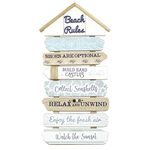 Carousel Home and Gifts 50.5 cm Beach Rules Wooden Sign Nautical Decor Wall Art - Decorative Coastal Wall Mounted Beach Hut Plaque