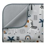 Blissful Diary Baby Splat Mat for Under High Chair, 51 x 51 Inch Splash Mat, Waterproof and Washable Spill Mat, Anti-Slip Floor Protector, Gray Zebra