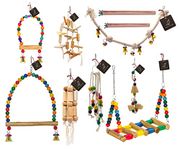 PETZOO Combo#2 Of 10 Playful Bird Toys Which Includes Bird Swing, Perches, Rope Toy, Bird Toy For Birds, Pet Toy, Parrot, Cage Accessories & Wooden Training Aid For Bird & Parrots (Best & Recommended)