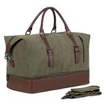 Overnight Travel Duffel Bag, Canvas Leather Oversized Weekender Bag Large Carry On Bag Travel Bag for Men or Women, [C] Green, Fashion