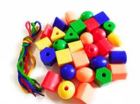 The Turtle Beads Play for Kids 18 Months and Above // Plastic // Large Size Beads with Four Threads (RED Blue Yellow Green)