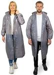 REDSTAR 2 Pack of Rain Ponchos - Long Rain Poncho Waterproof Adult Raincoats with Hood - Reusable Rain Coats for Women or Rain Coats for Men - Packable Rain Jacket for Festival Accessories (Grey)