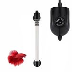 hygger 50W Mini Inline Quartz Glass Aquarium Heater with External Controller, Adjustable Submersible Betta Fish Tank Thermostat for 5-15 Gallon