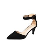 DREAM PAIRS Women's Lowpointed Black Suede Low Heel Dress Pump Shoes - 5 M US