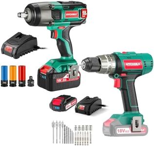 HYCHIKA 18 V Max Cordless Impact Wrench, Cordless Hammer Drill Driver 18V, 2-Tool Power Tool Combo Kit