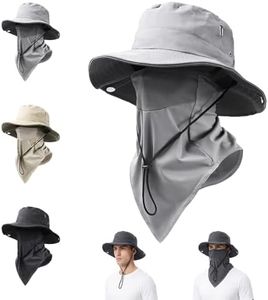 Breathable Fisherman Hat with Detachable Face Mask, 2026 New Fisherman's Sun-Protective Face Covering Adjustable Unisex (Grey*1)