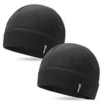 Outdoor Shaping Tactical Fleece Cap Winter Warm Beanie Multi-Season Watch Cap Military Arny 2 Pack Black+Black