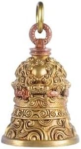 COPPERTIST.WU Lion-Biting Sword Bell Vintage Decor Bells for Car Home Office (Brass & Copper)