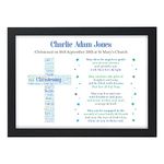 Christening Poem Gifts Personalised Cross Poem for Baby Boy Girl Godson Goddaughter Niece Nephew - PINK or BLUE Colours - A5, A4, A3 Prints and Frames