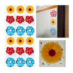 REDORELA 30Pcs Window Fly Trap Stickers Gnat Sticky Catcher Plant Fly Control Insect Trap for Indoor Houseflies Decoration Flower Style Pattern Yellow Blue Red Bright Colour 10x 10cm