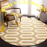 ZARA CARPETS; 'can change the floor Hand Made (USA) Exported Woolen Carpets and Rugs for Home Decor, Carpets for Luxury Home Size 8x8 Round Diameter (8 by 8 Round) Grey/Yellow/White