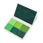 7 Colors Washable Ink Pad in Large and Small Sizes for Stamp, Finger, DIY Craft, Paper and Wood, Multi Colored Finger Ink Pad with Glitter, Craft Ink Pad (Green)