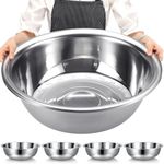 Nuogo 4 Pcs Stainless Steel Mixing Bowls Metal Mixing Bowls Extra Large Bowl Salad Bowl Basin Deeper Edge Dishwasher Safe Mirror Finish for Home and Commercial, Silver (24 Inch 30 Qt)