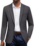 COOFANDY Mens Casual Blazer Jacket One Button Knit Suit Jackets Fashion Travel Blazer, Dark Gray, S