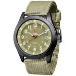 ZEIGER Mens Watches Military Analogue Quartz Date Field Work Watch for Men Nylon Fabric Band Sport Wristwatch with Watch Box (Light Green)