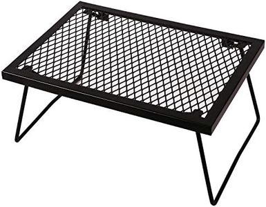 CAMPMAX Folding Campfire Grill Grate, Portable Heavy Duty Steel Over Fire Camp Grill for Outdoor Camping Cooking Fire Pit, Black