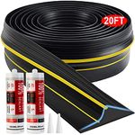 Jin&Bao Universal Garage Door Threshold Seal Strip, 20FT Bottom Weather Stripping Replacement Rubber Waterproof for Garage with 2 Pcs Sealant Black